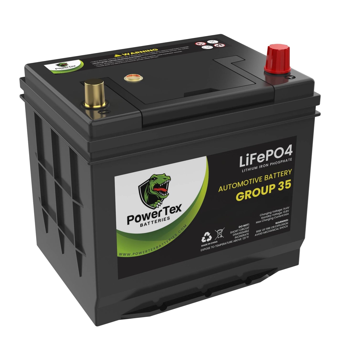PowerTex 2008 Nissan 350Z Car Battery BCI Group 35 / Q85 Lithium LiFePO4 Automotive Battery - PTLG35-340