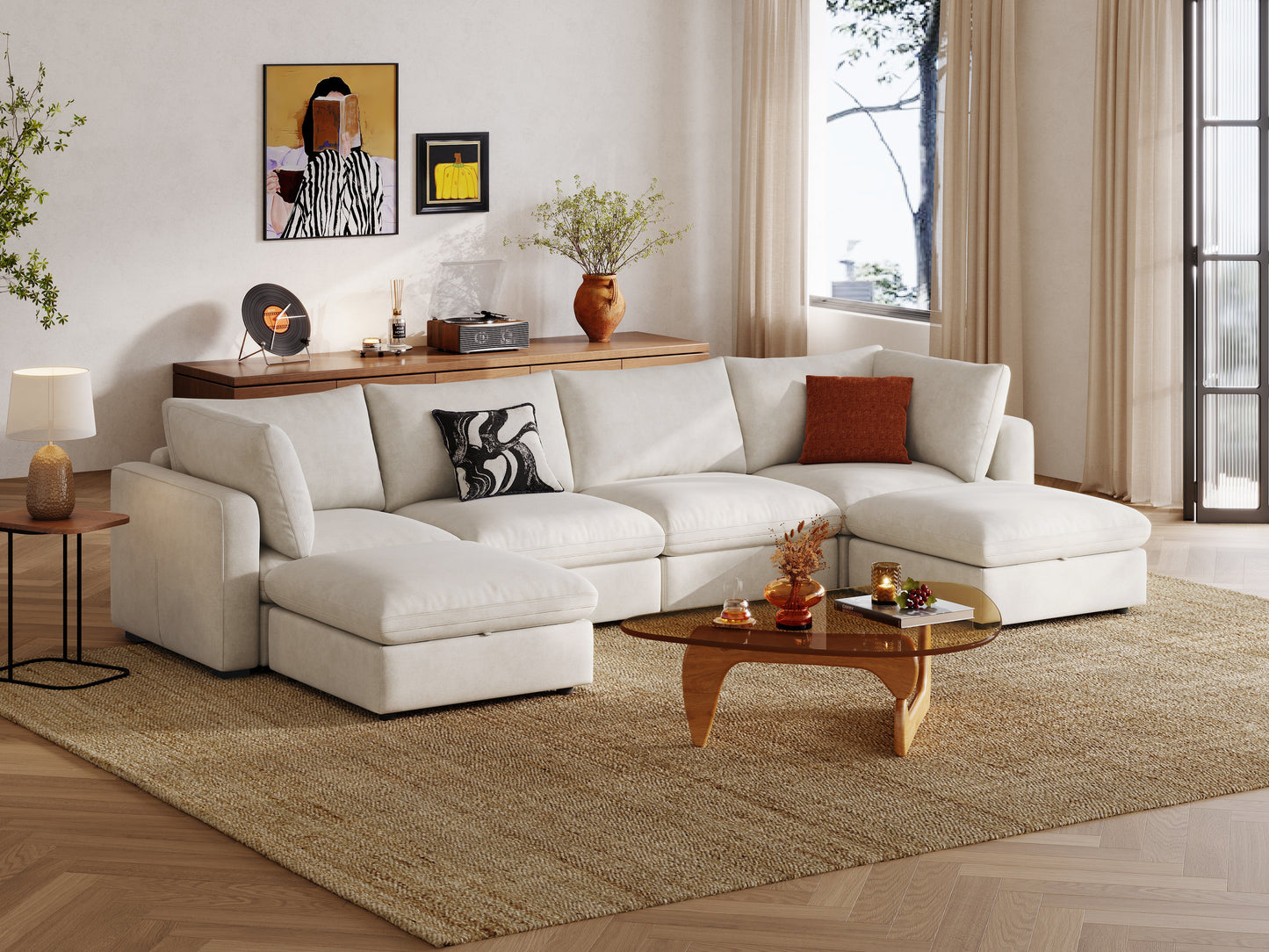 LINSY HOME RUBIK V 4 Seats with 2 Ottomans - S500-01X-4220-1-US-SPF-Sofa-0