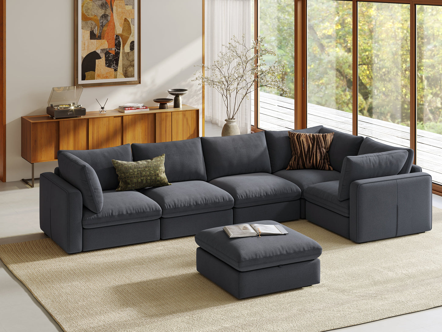 LINSY HOME RUBIK V 4 Seats with Corner & Ottoman - S500-01X-5121-1-US-SPF-Sofa-0