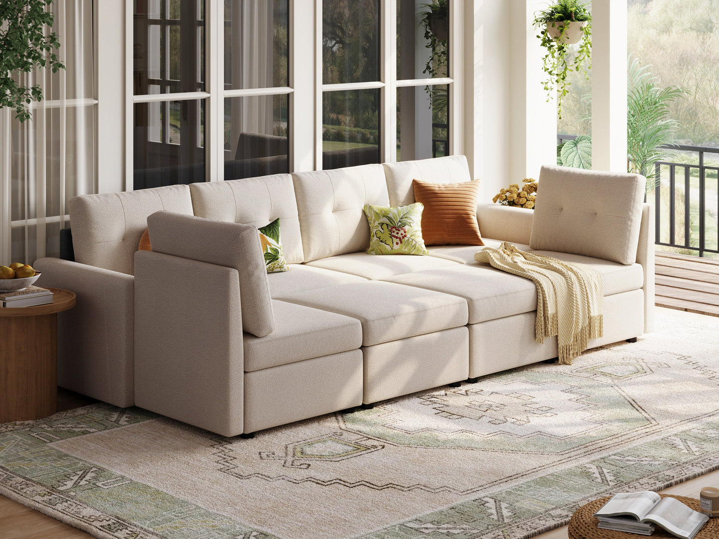 LINSY HOME RUBIK III 6 Seats with 2 Ottomans - US-LH-SPF-Sofa-S800-F11-62-0-00