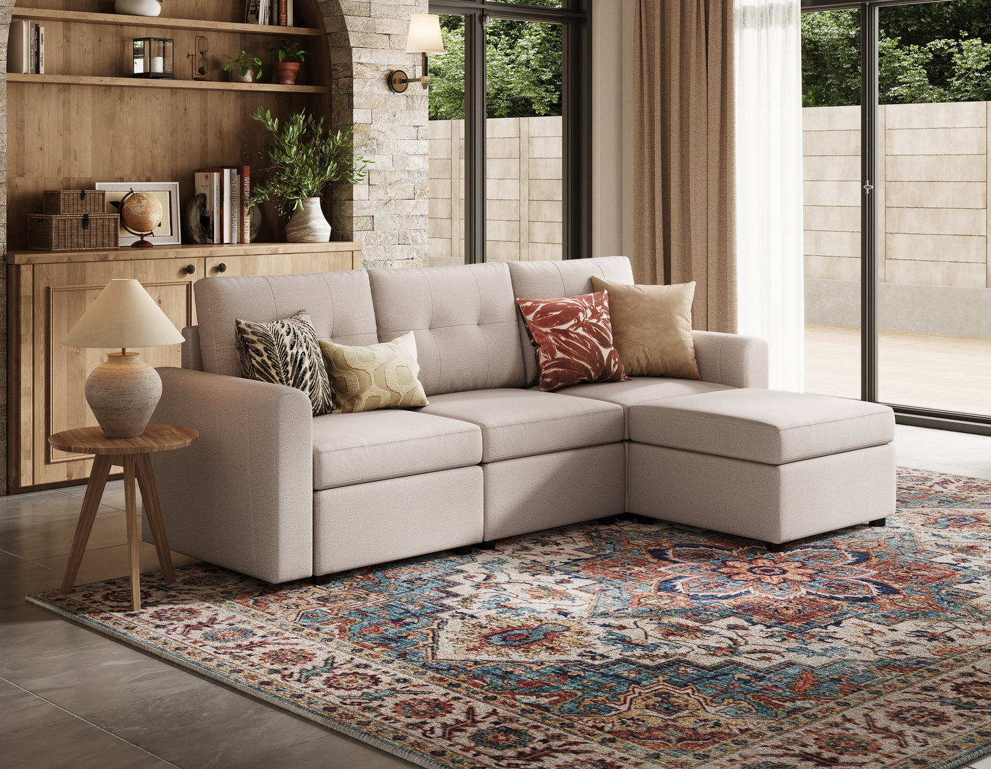 LINSY HOME RUBIK III 3 Seats with Ottoman - US-LH-SPF-Sofa-S800-F11-31-0-00