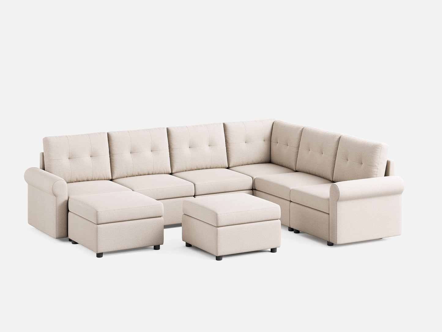 LINSY HOME RUBIK III 5 Seats with Corner & 2 Ottomans - US-LH-SPF-Sofa-S800-F11-521-0-00