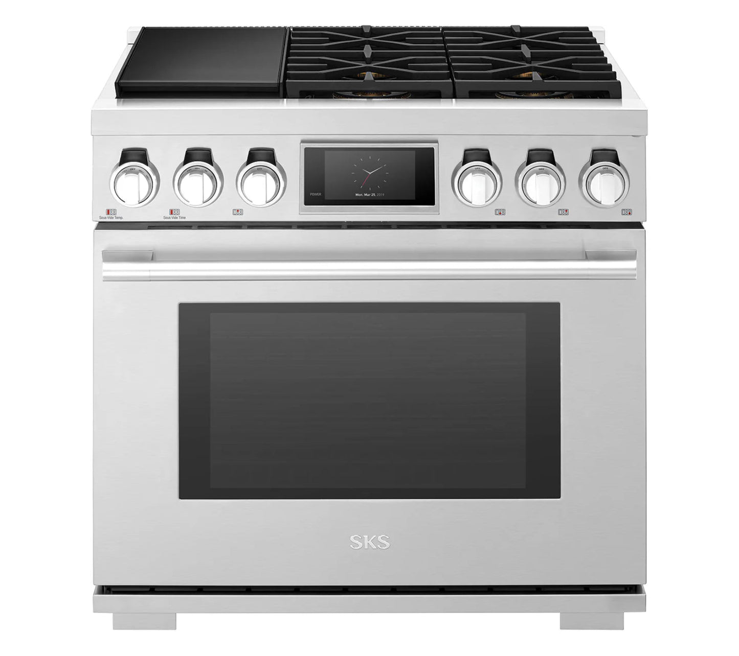 Signature Kitchen Suite SKSDR360SS 36-inch Dual-Fuel Pro Range with Steam-Combi Oven and Sous Vide Stainless Steel - SKSDR360SS