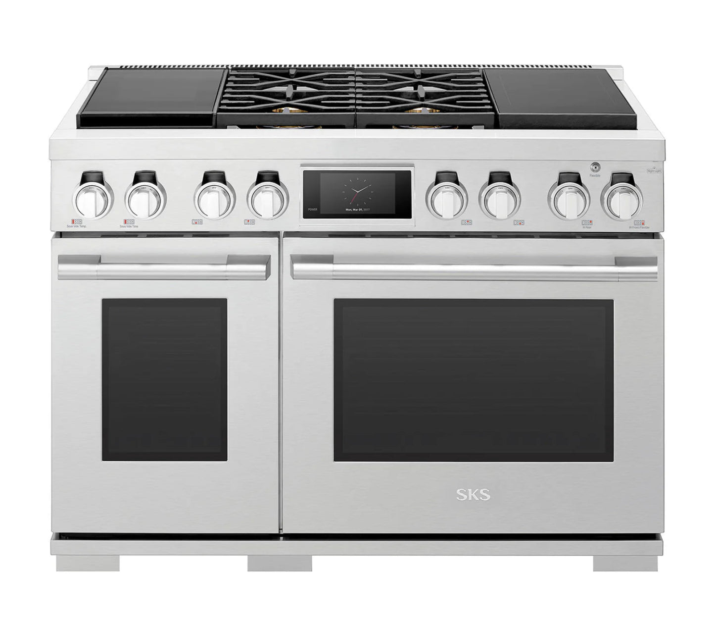 Signature Kitchen Suite SKSDR480SIS 48-inch Dual-Fuel Pro Range with Sous Vide and Induction Stainless Steel - SKSDR480SIS
