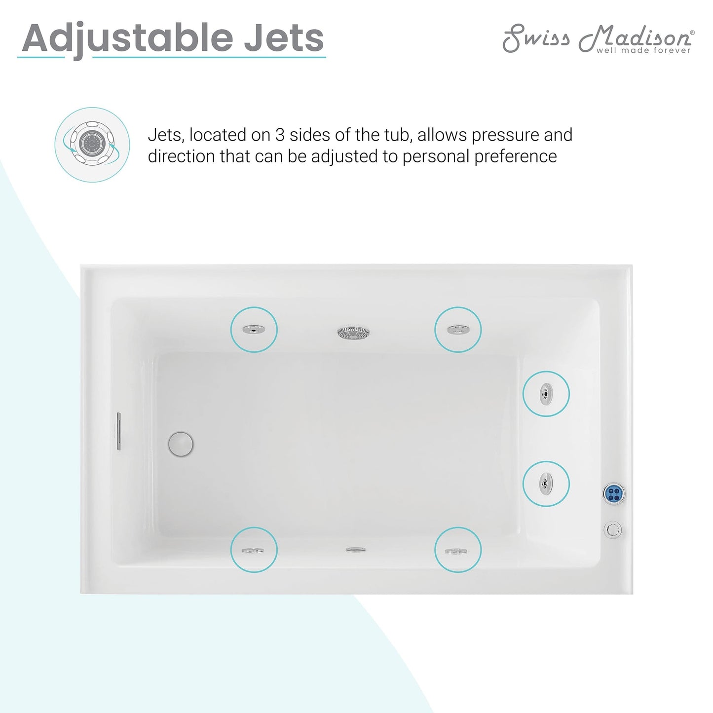 Swiss Madison Avancer 60" x 36" Left-Hand Drain Rectangular Alcove Whirlpool Bathtub with Apron - SM-AB590 - Backyard Provider