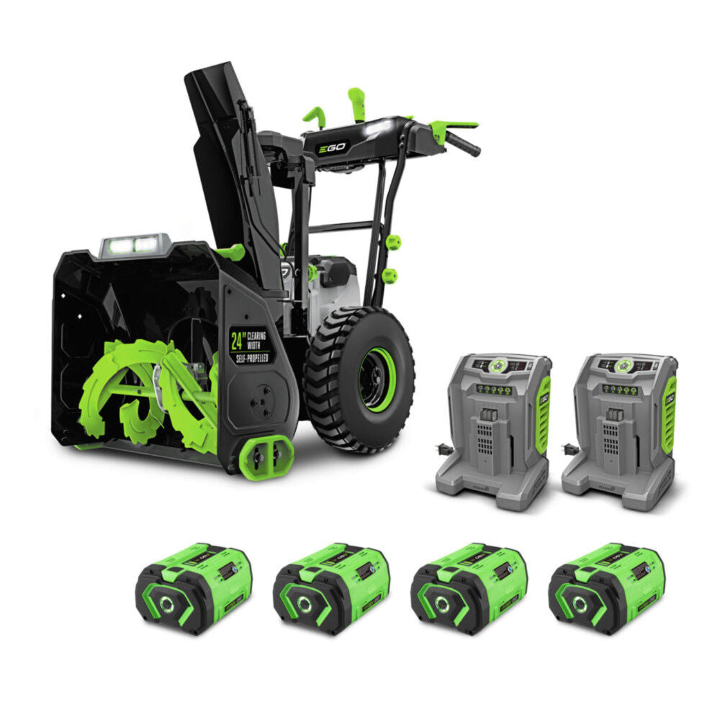 EGO Power+ 24" 2-Stage Snow Thrower with (4) 10Ah Batteries and (2) 700W Turbo Chargers - SNT2406-4