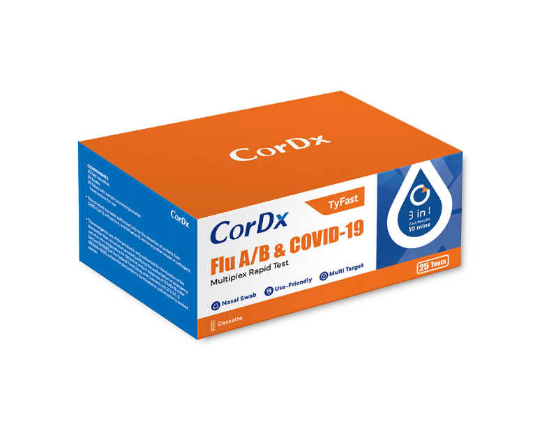 Respiratory Test Kit Tyfast Flu A+B / COVID-19 Multiplex Rapid Test 25 Tests - ACT21001-25