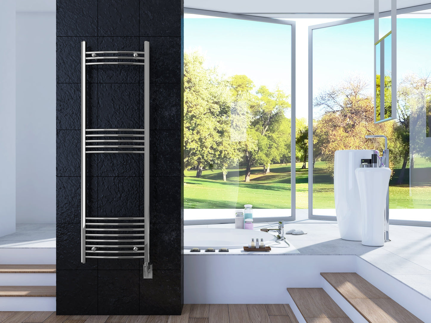 Paris Mirror Themis Wall Mounted Electric Towel Warmer in Chrome - THEMCHRCUR17