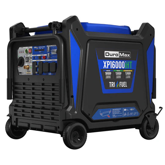 DuroMax 16,000 Watt Portable Tri Fuel Inverter Generator - Quiet, Low THD