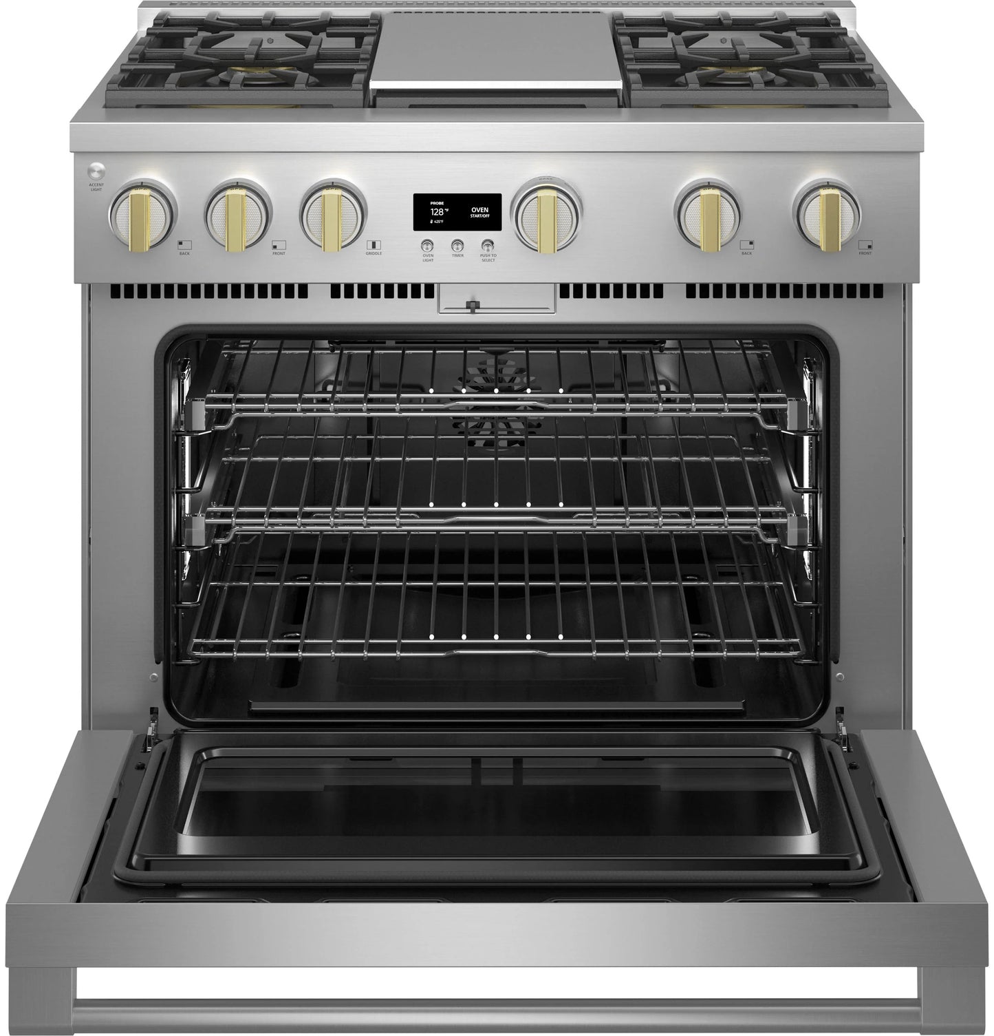Monogram ZGP364NDTSS 36" All Gas Professional Range with 4 Burners and Griddle Stainless Steel - ZGP364NDTSS