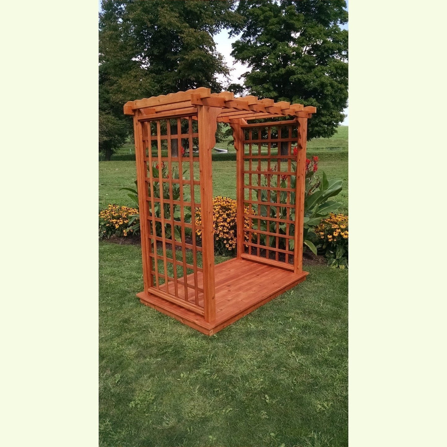 A & L Furniture Amish Handcrafted Cedar Wood Lexington Arbor & Deck - 1418C-CS