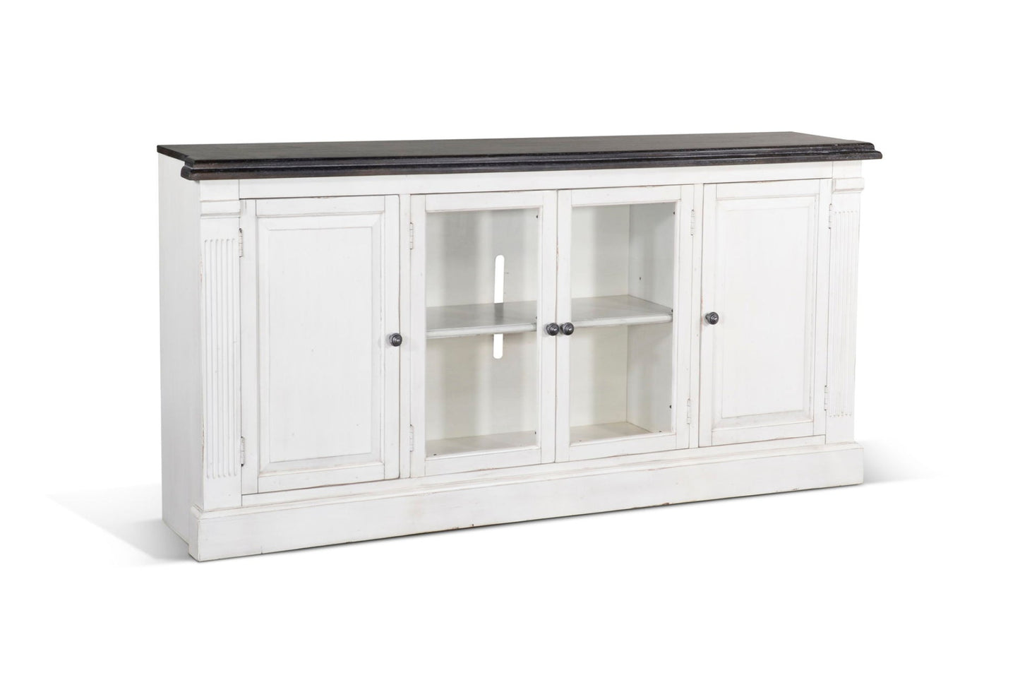Sunny Designs Carriage House - Media Console - Cottage White / Europen Dark - 3629EC-C