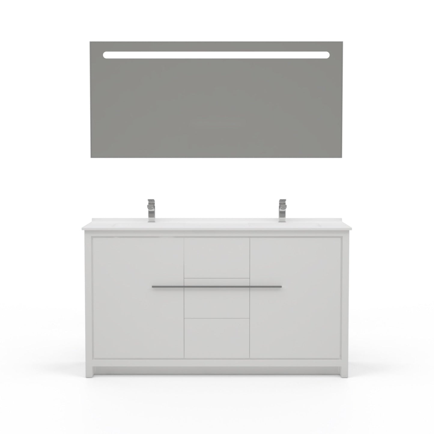 Casa Mare Alessio 60" Bathroom Vanity and Ceramic Sink Combo with LED Mirror - Alessio152GG-60
