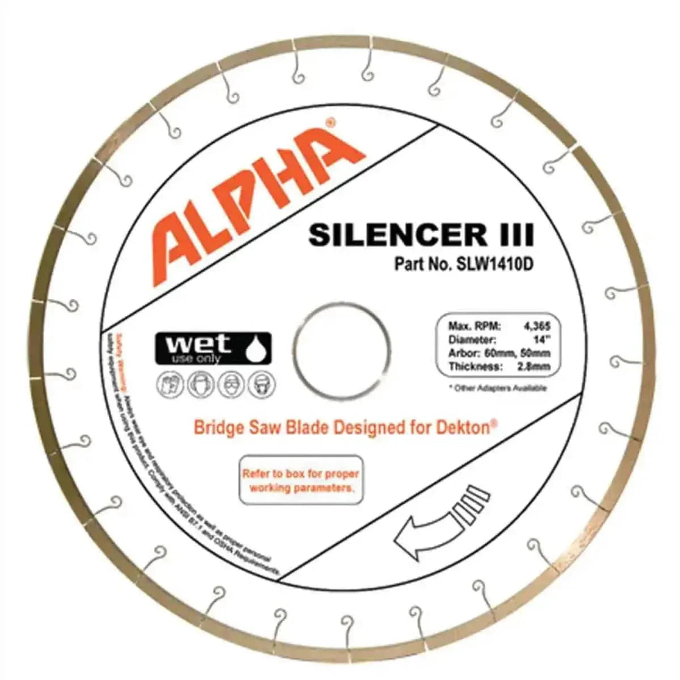 Alpha Tools Silencer III Dekton Bridge Saw Blade - 6423-12 in
