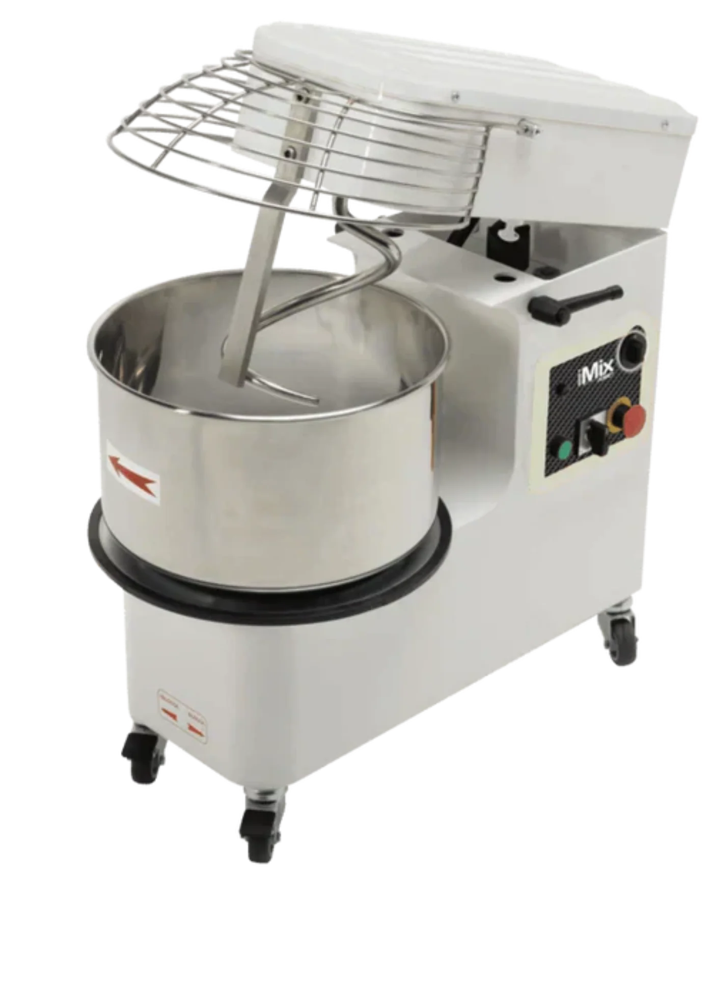 AMPTO Spiral Mixer 97 lbs dough. 66 lbs of flour. 52qts bowl. raising head and removed bowl. 220/60/3 - 2 Speeds. ETL. NSF - IM R44/2