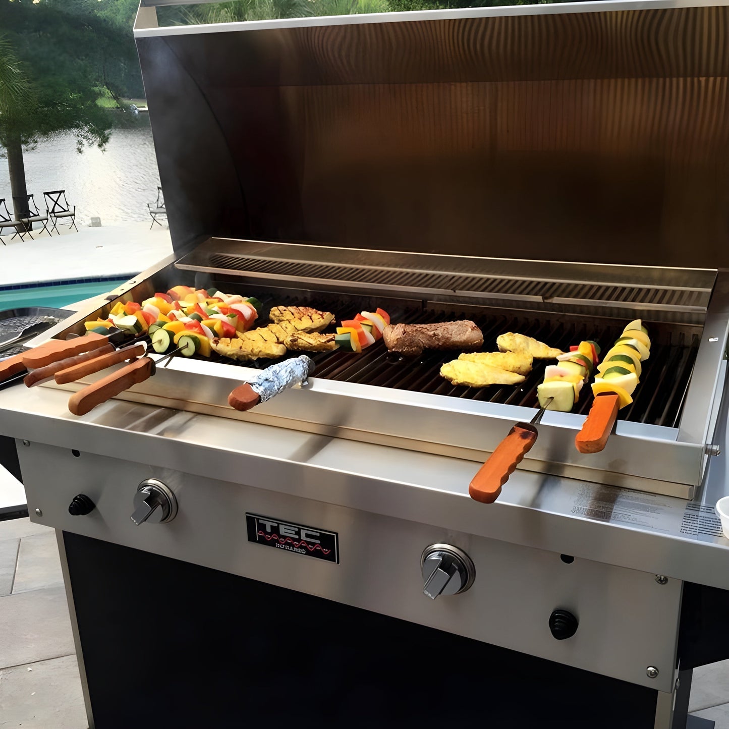 TEC Grills 44" Patio On Stainless Cabinet With Side Shelves (64") - PFR2LPCABS