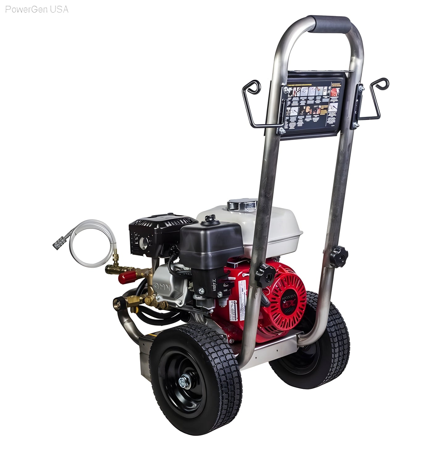 BE Power Equipment 2500 PSI 3.0 GPM Gas Pressure Washer with Honda GX200 Engine and General Triplex Pump - PowerGen USA - PE-2565HWSGENSP