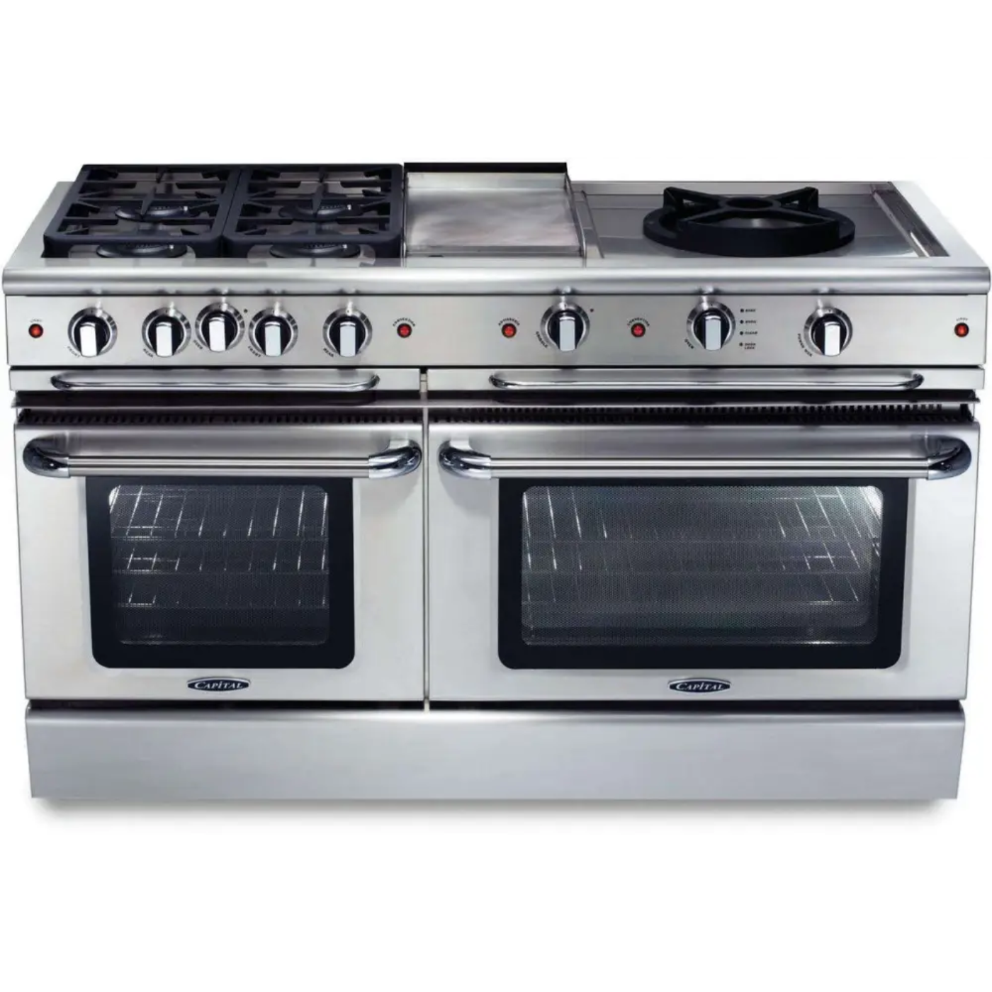Capital 60" Precision Self Clean Gas Range, 4 Sealed Burners, Griddle, Power Wok - GSCR604GWN