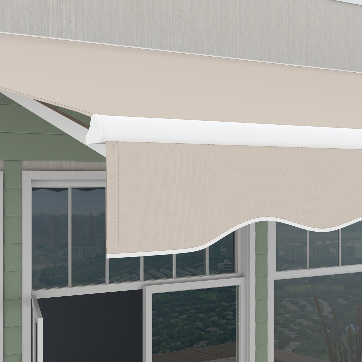 16' x 10' Electric Retractable Awning with Remote & Crank Handle, Cream White
