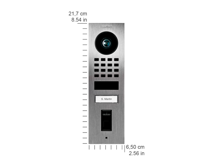 DoorBird D1101FV Fingerprint 50 Surface-Mount IP Video Door Station, 1 Call Button in Stainless Steel V2A