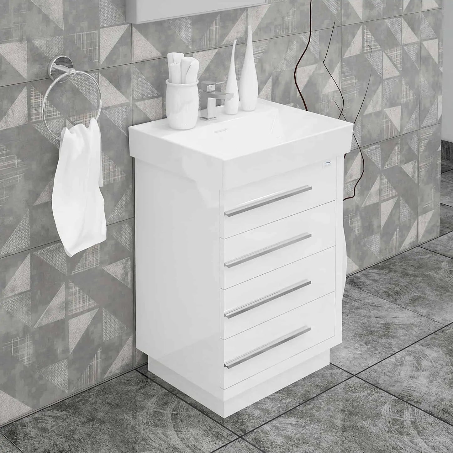 Casa Mare Domenico 24" Bathroom Vanity and Ceramic Sink Combo with LED Mirror - Domenico60GG-24