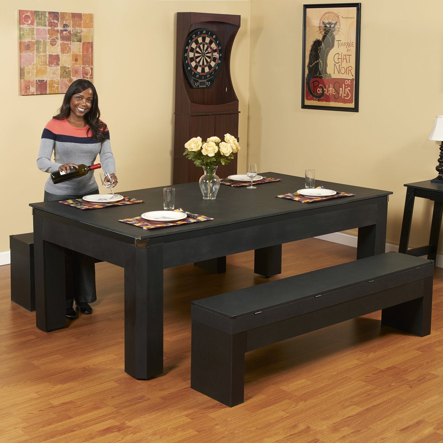 Hathaway Park Avenue 7ft Multi Game Table with Top & Benches - BG2530PR