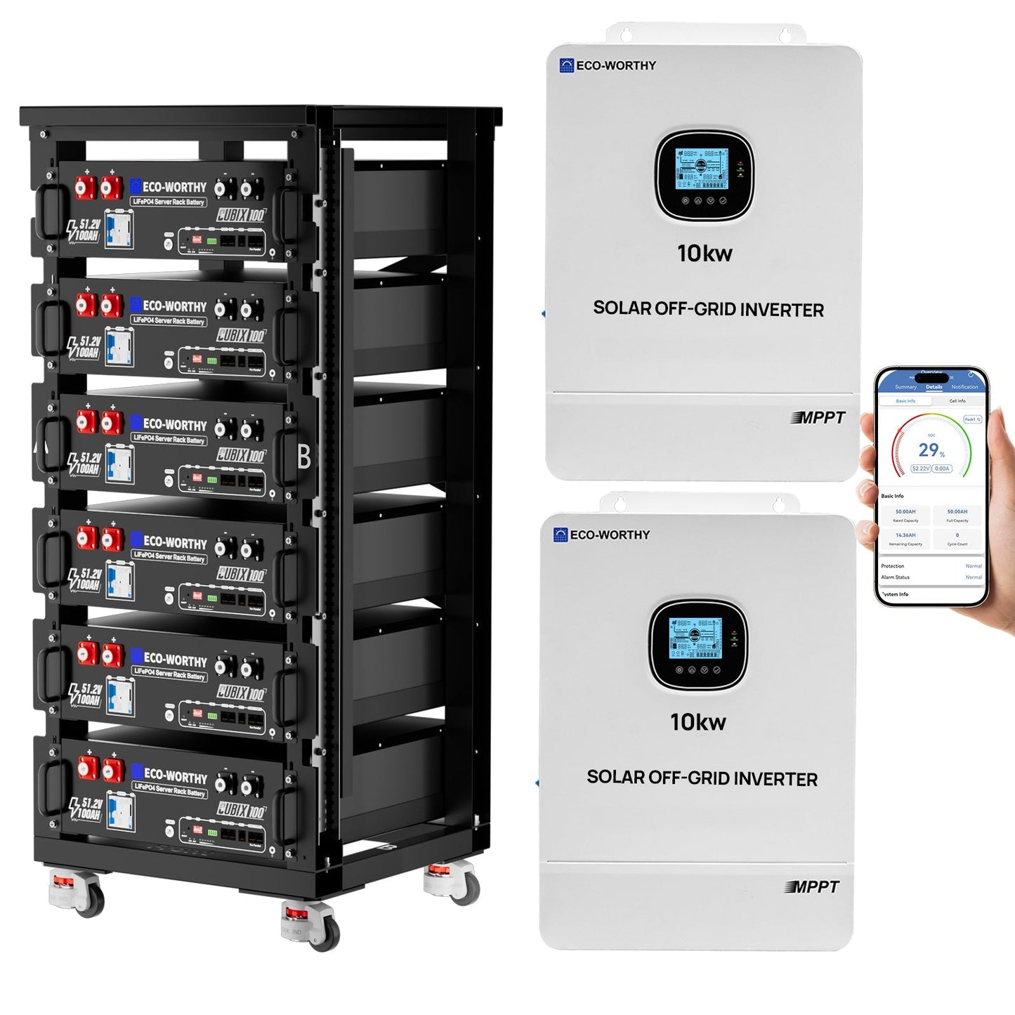 Eco Battery Home Backup Power Bundle with 48V 100ah Battery and 10kW Inverter - L13NK10KSR48100B-4