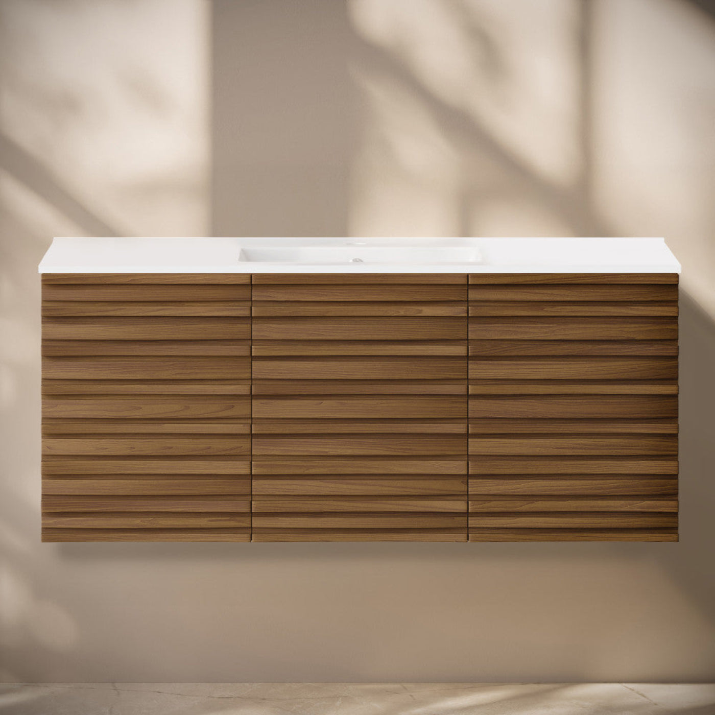 Swiss Madison Cascade 48" Wall-Mounted Bathroom Vanity in Brown Oak with Sink Top - SM-BV8614BO