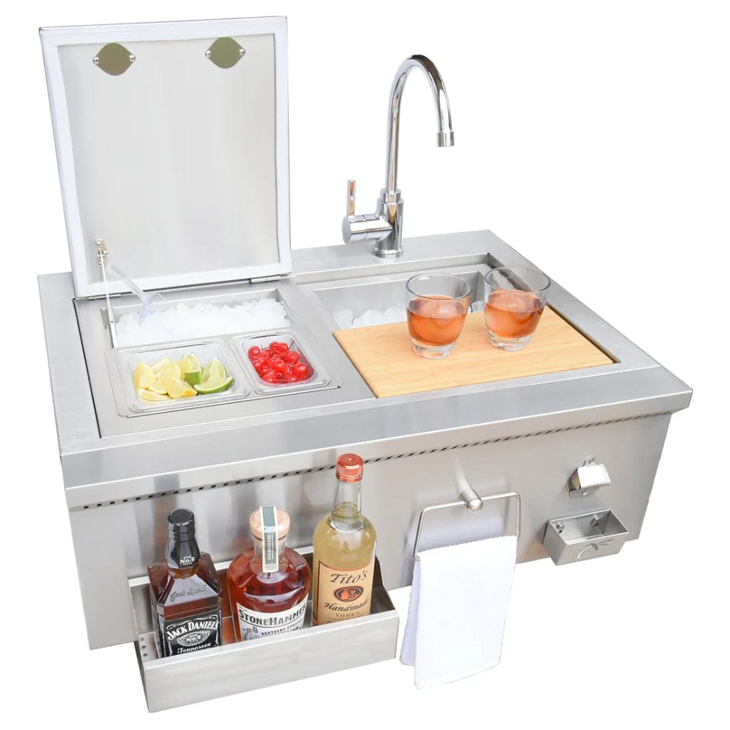 Kokomo Grills 30" Built-in Bartender Cocktail Station With Sink Bottle Opener an