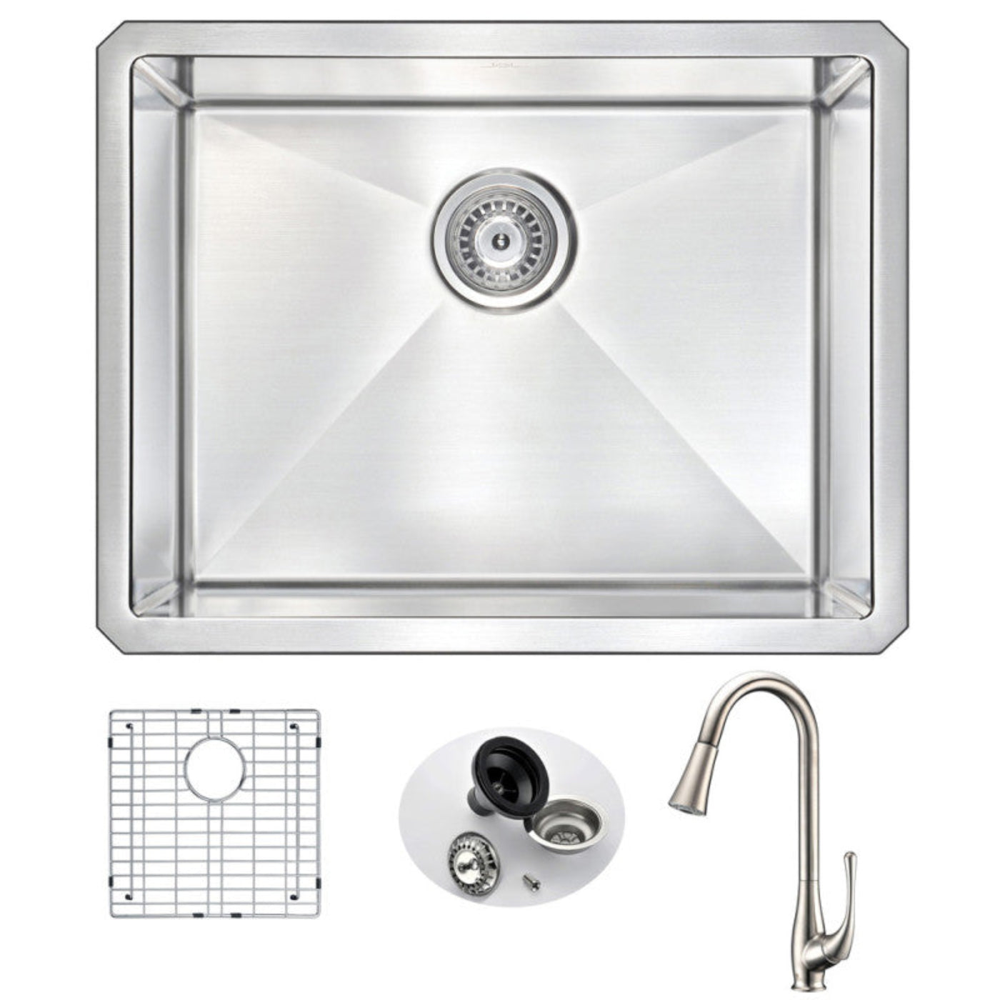 Akicon ANZZI VANGUARD Undermount Stainless Steel 23 in. Single Bowl Kitchen - 1783270351155_501