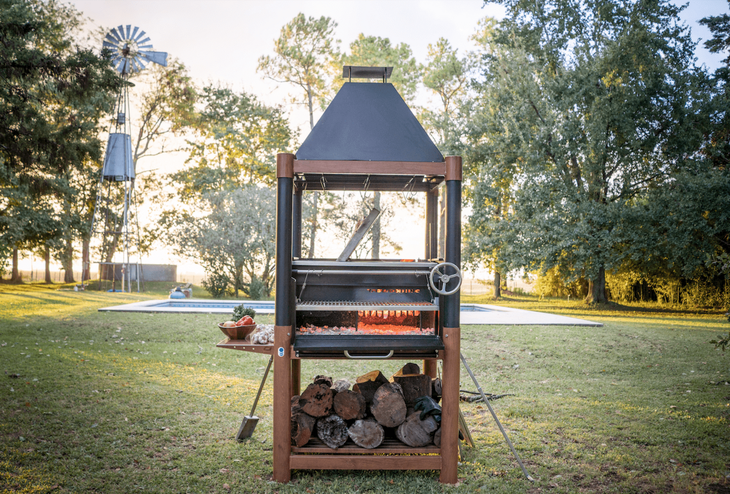 Char-Griller Argentine Charcoal Grill with Firebox Adjustable Grates Fire bricks and 6 Grilli - SKU_1769669195330_953