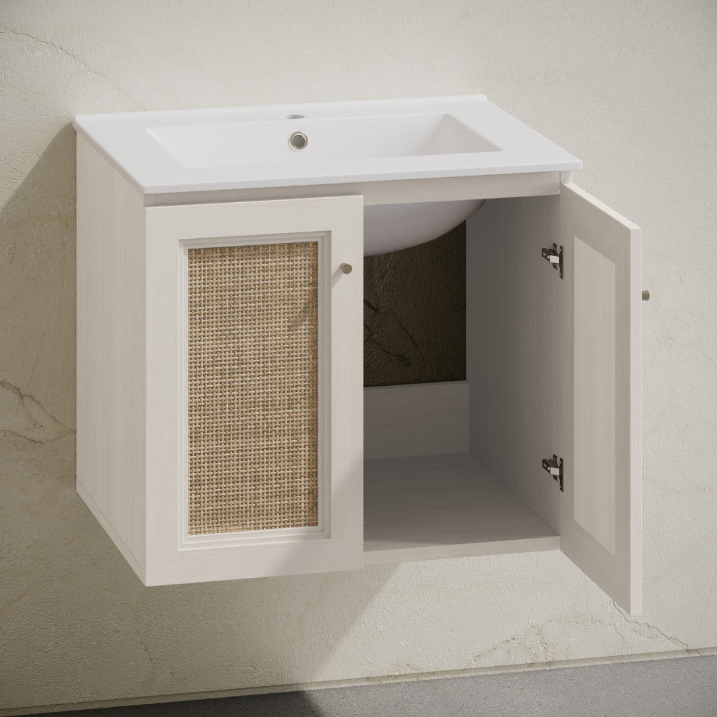Swiss Madison Classe 24" Wall-Mounted Bathroom Vanity in White Oak with Single Faucet Hole Vanity Top - SM-BV2807WO