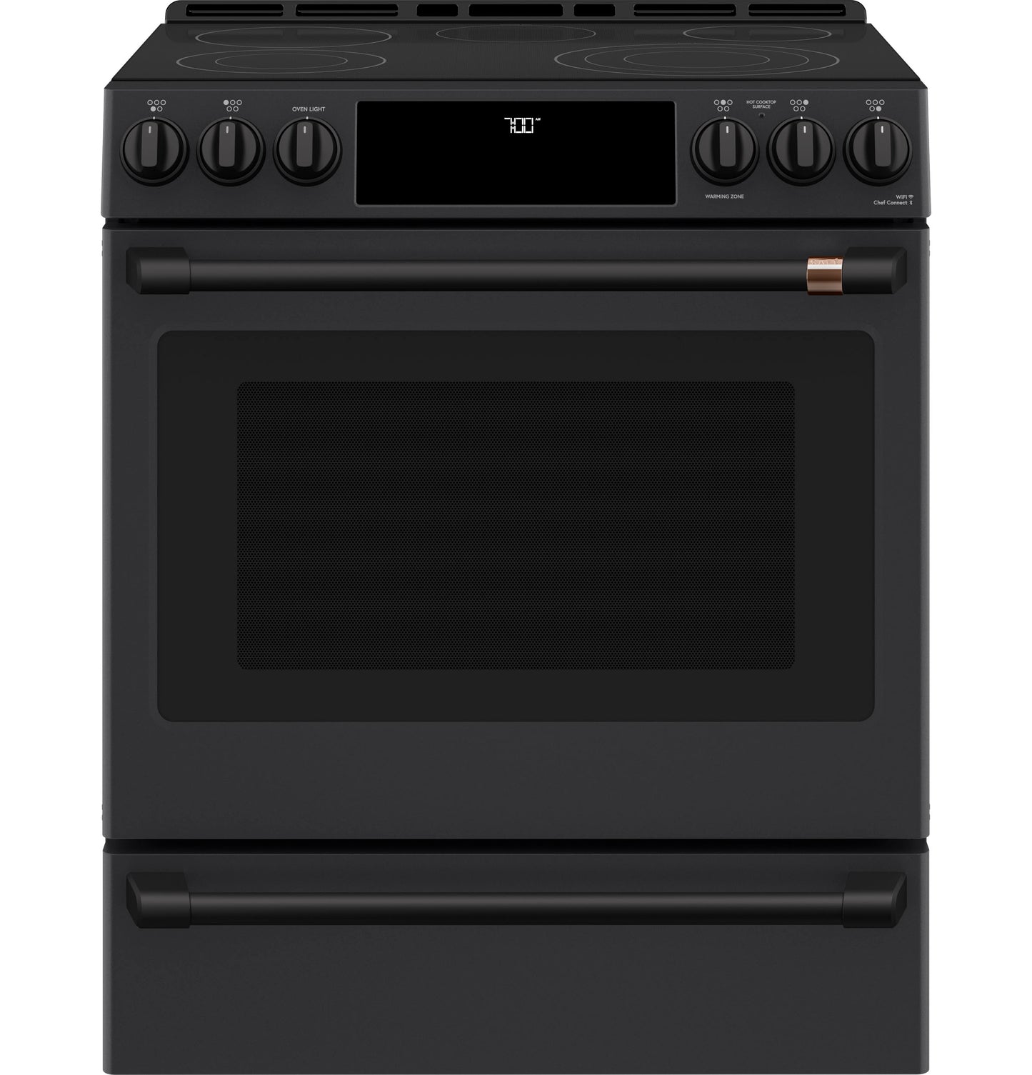 CAFE 30" Smart Slide-In, Front-Control, Radiant and Convection Range Black - CES700P3MD1