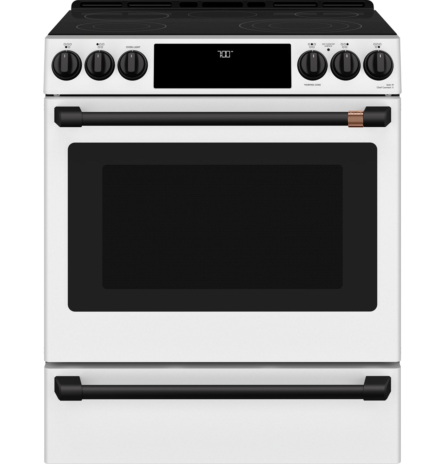 CAFE 30" Smart Slide-In, Front-Control, Radiant and Convection Range White - CES700P4MW2