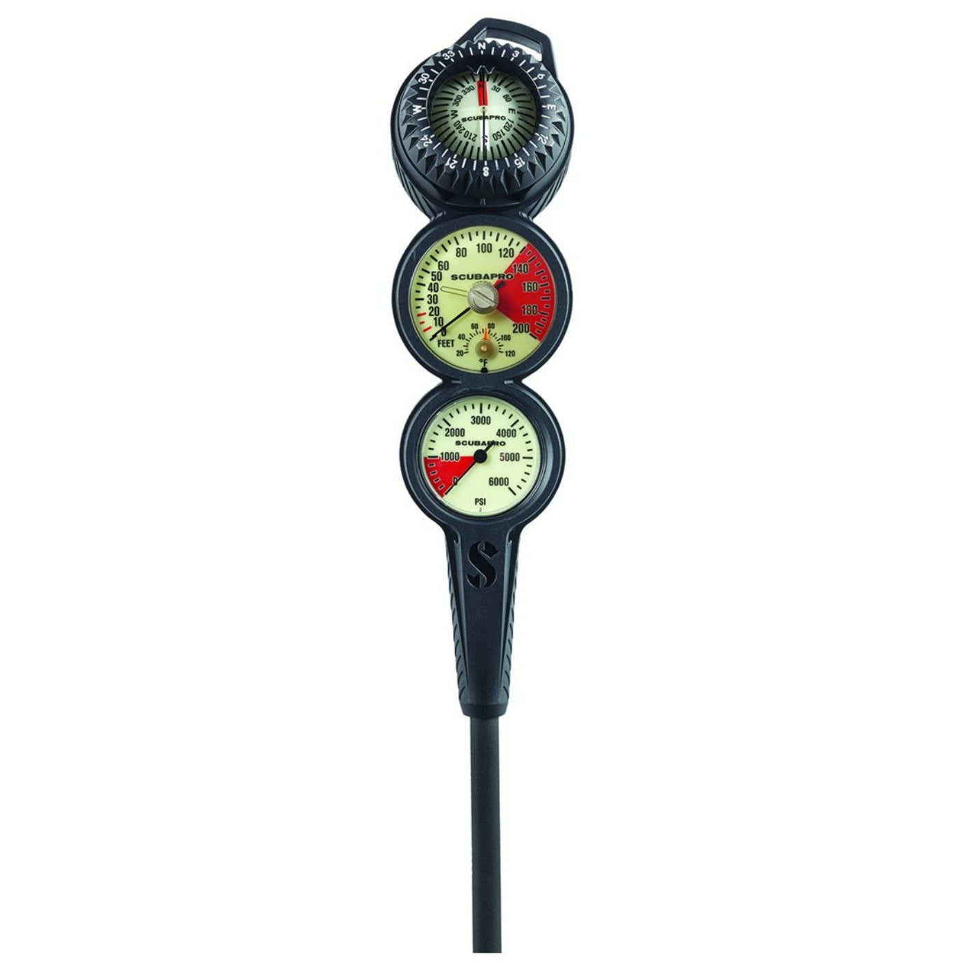 Scubapro 3-Gauge In-line Scuba Diving Console Depth Pressur - GAUG132 PSI