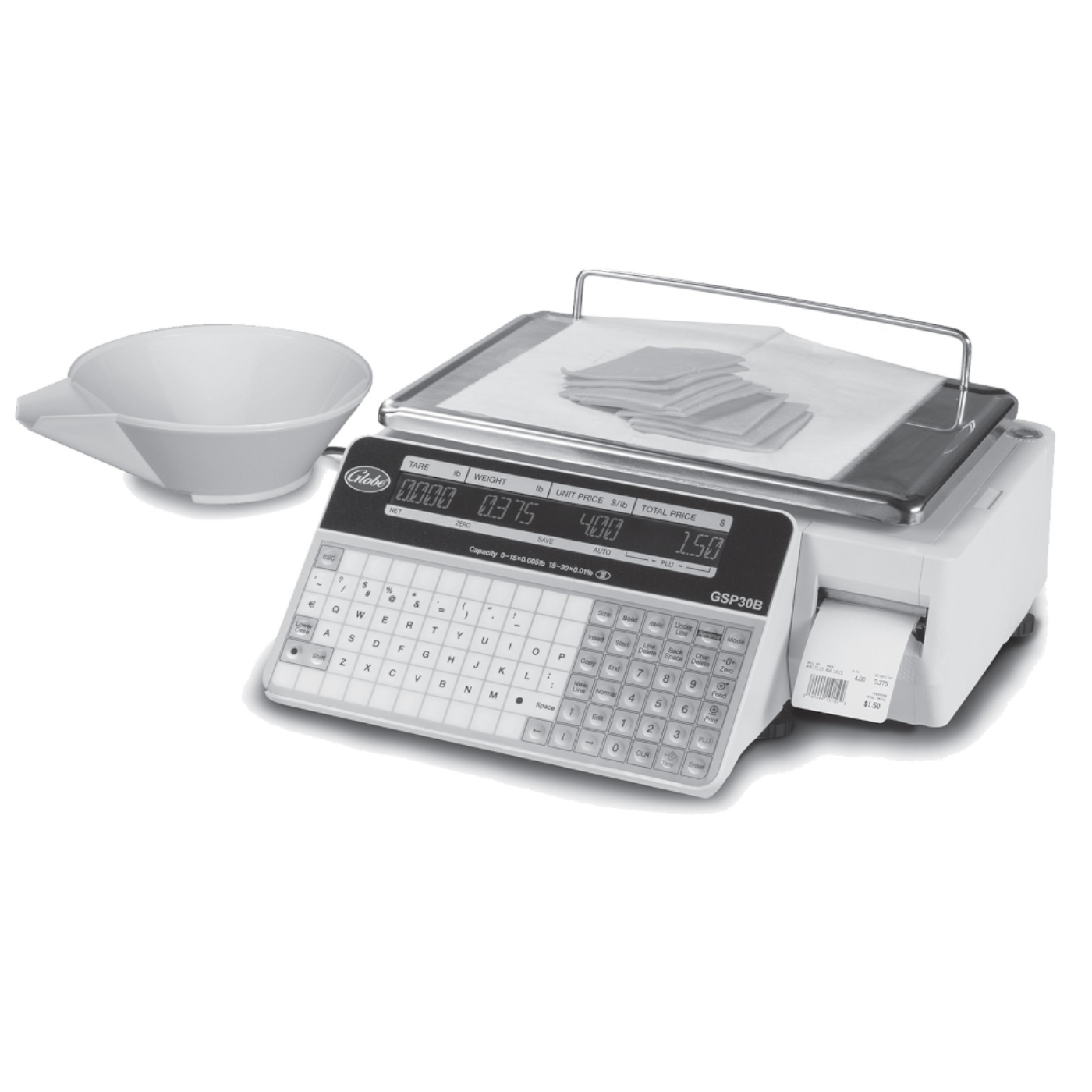 Globe 30 lb. Price Computing Label Printing Scale, Legal for Trade - GLGSP30B