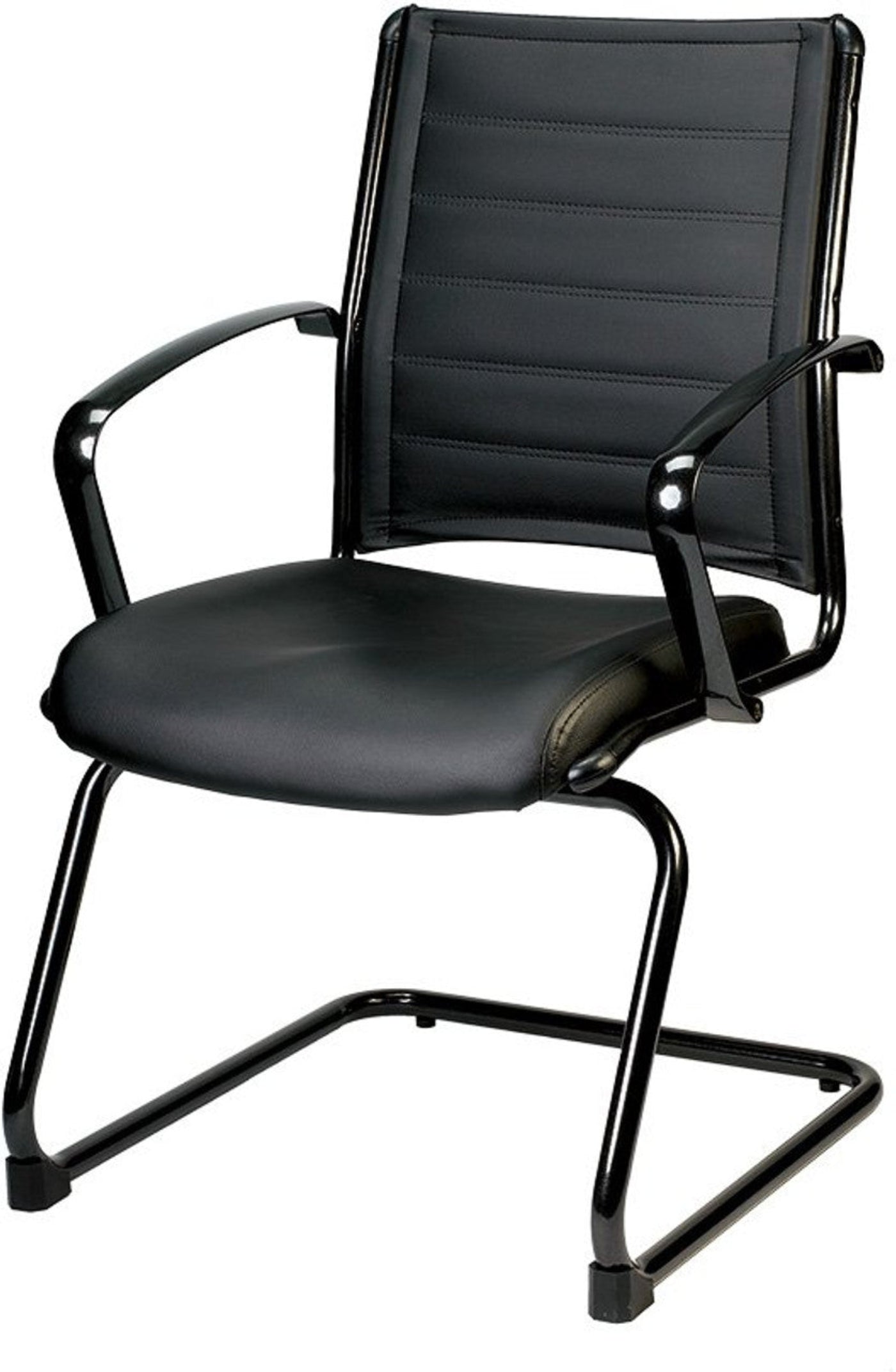 EuroTech Europa Metallic Leather Guest Chair - EUR-LE333TNM-BLKL
