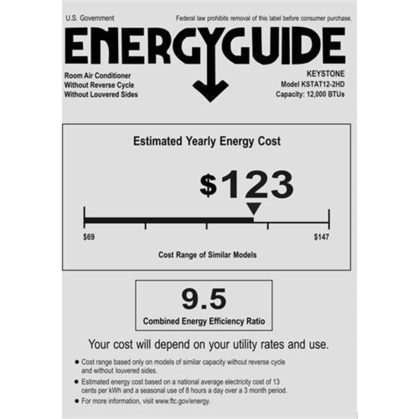 Keystone - 12, 000 BTU Through the Wall Heat/Cool, R32 - KSTAT12-2HD