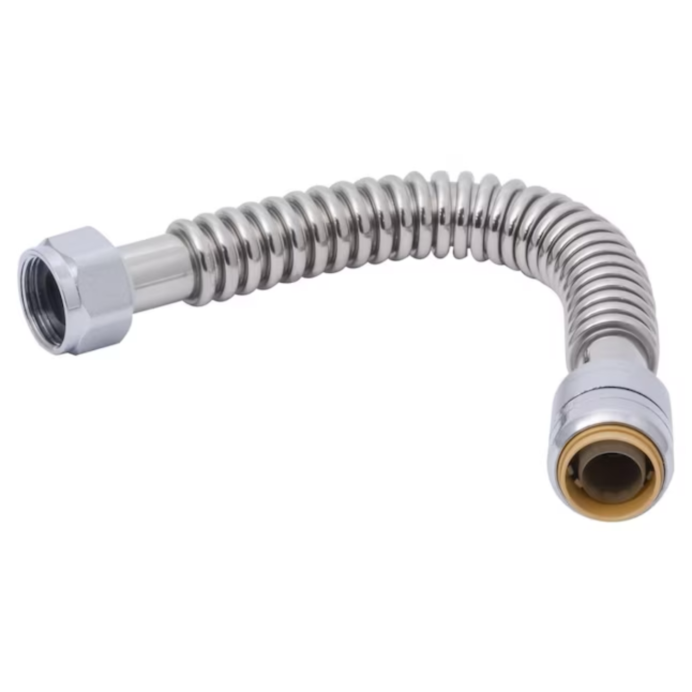 GE SharkBite 12-in 3/4-in Push-to-Connect Inlet x 3/4-in FIP Outlet Corrugated Stainless Steel Water Heater Connector - SS3088FLEX12LF