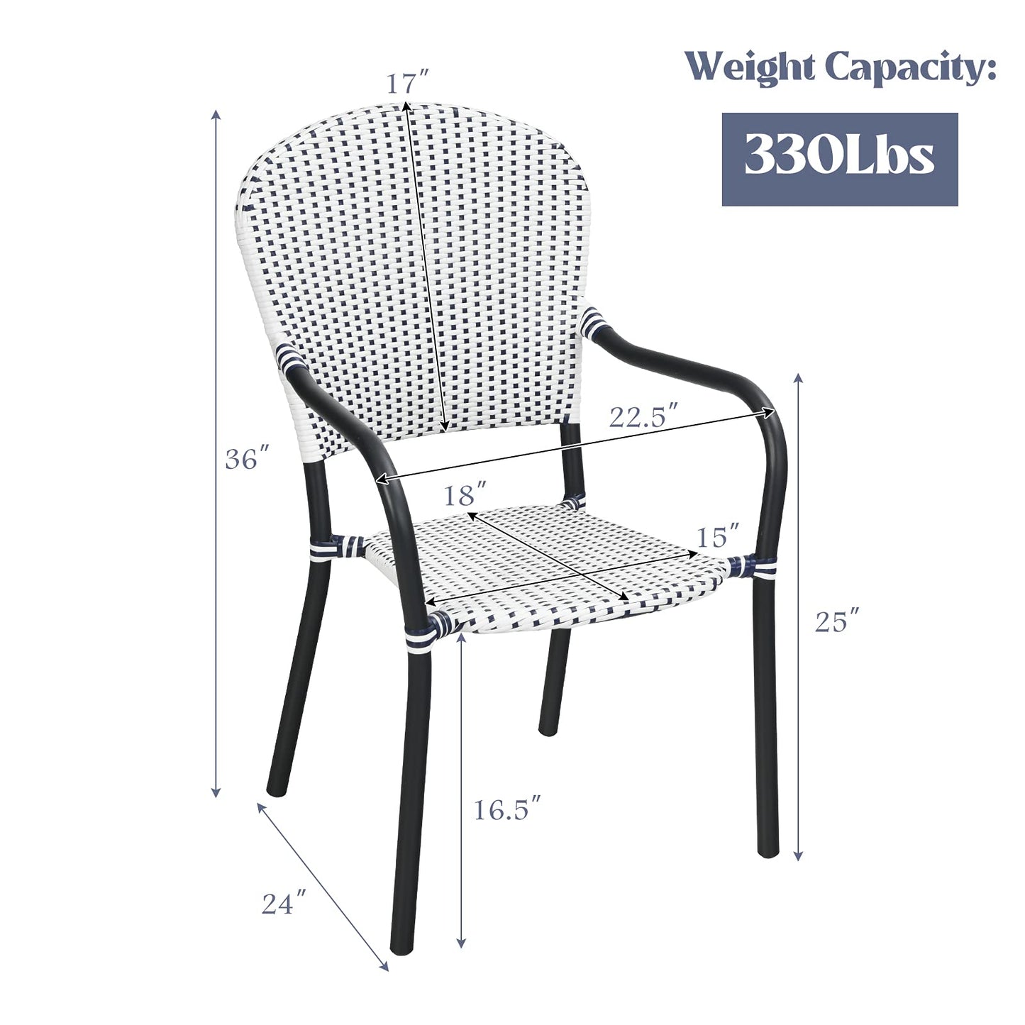 Tangkula Set of 4 Stackable Outdoor Patio Wicker Chairs - NP10073WL