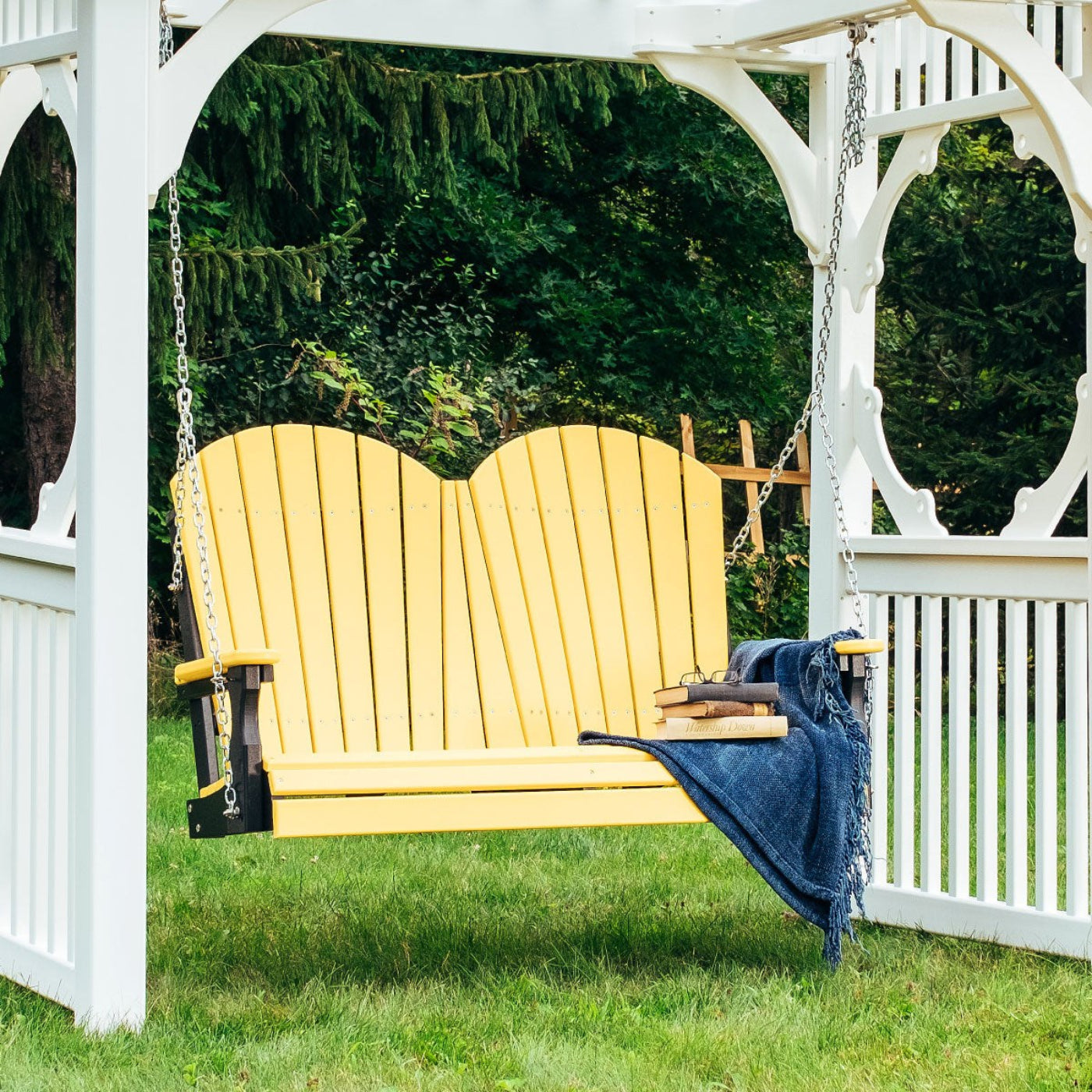 LuxCraft 4' Poly Adirondack Porch Swing - 4APSABB