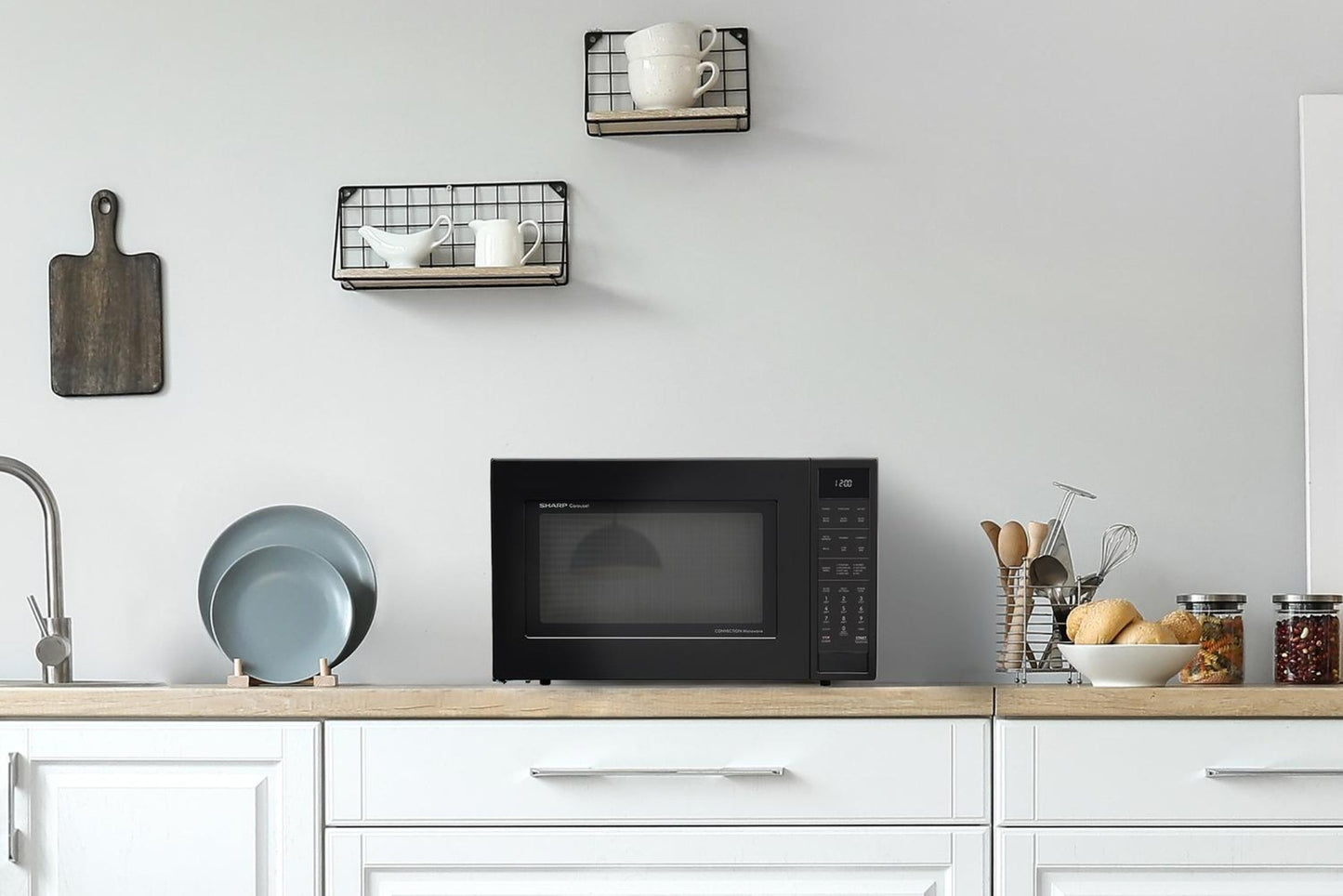 SHARP Sharp 1.5 cu. ft. 900W Black Convection Countertop Microwave Oven - SMC1585KB