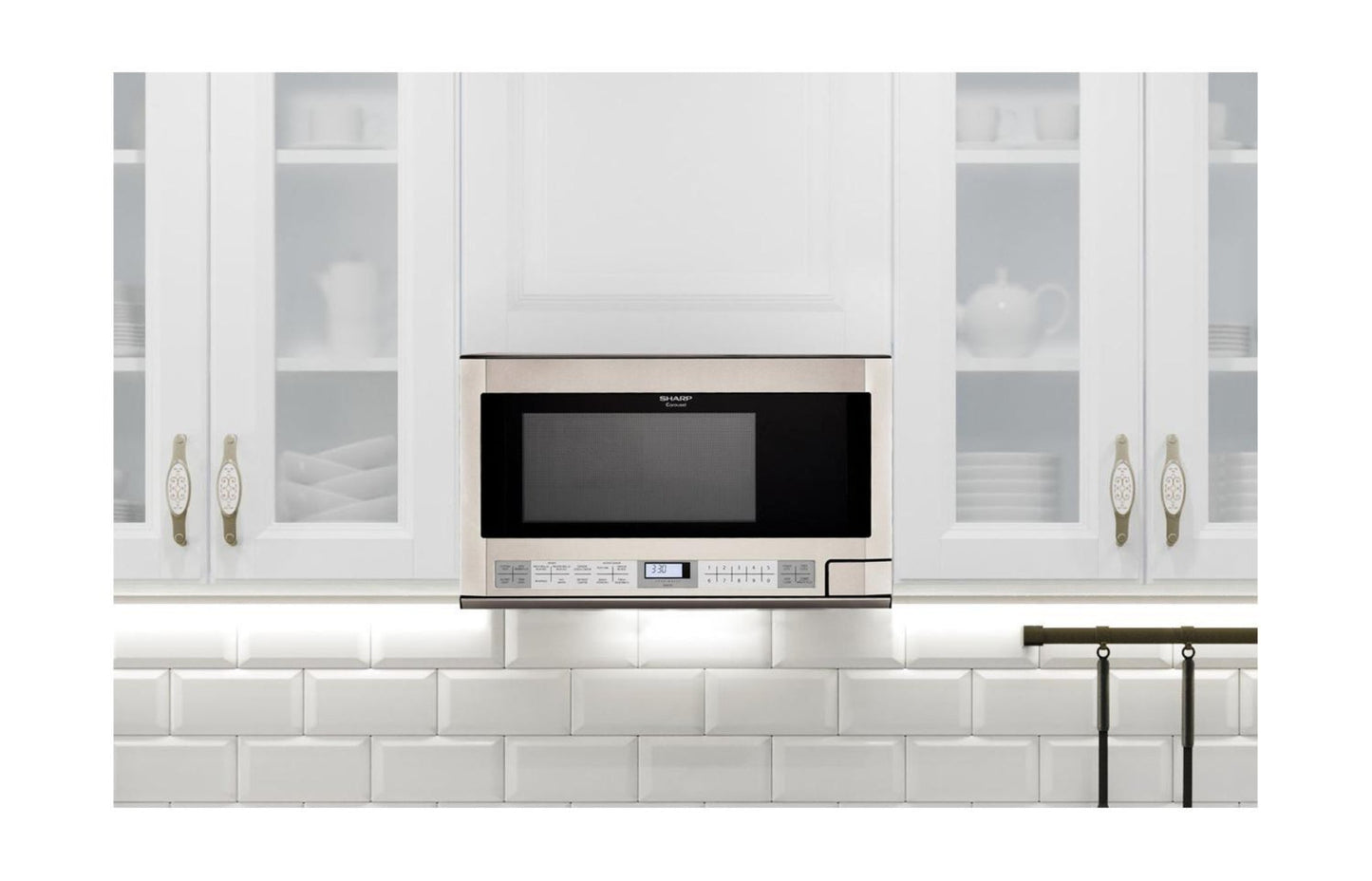 SHARP 1.5 cu. ft. 1100W in Stainless Steel Sharp Over-the-Counter Carousel Microwave Oven - R1214TY