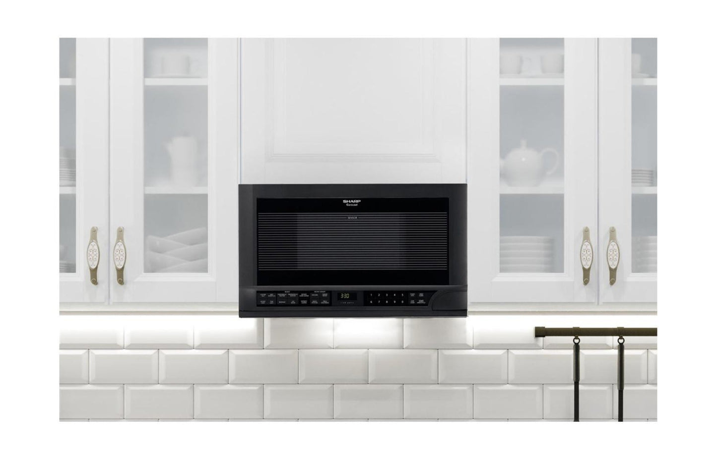 SHARP 1.5 cu. ft. 1100W Black Sharp Over-the-Counter Carousel Microwave Oven - R1210TY