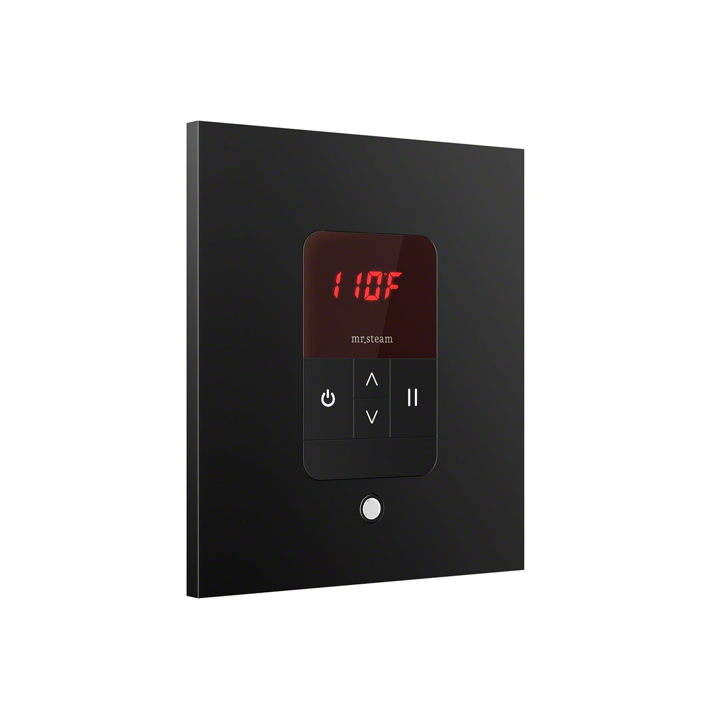 iTempo Square Steam Shower Control in Matte Black with Polished Chrome Bezel