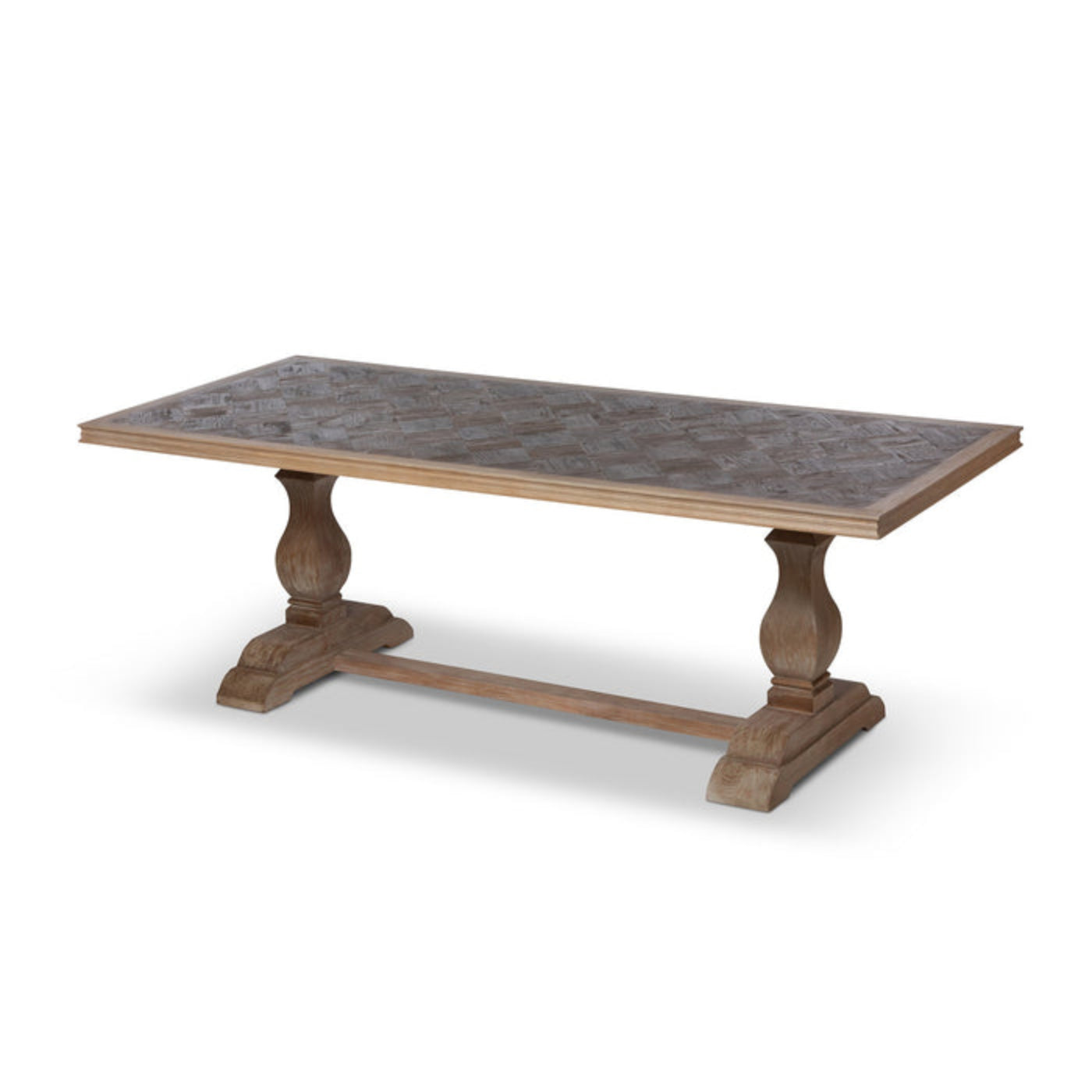 Park Hill Recycled Oak and Poplar Dining Table with Interlocking Diamond Design – Durable, Stylish, Eco-Friendly - EFT26070