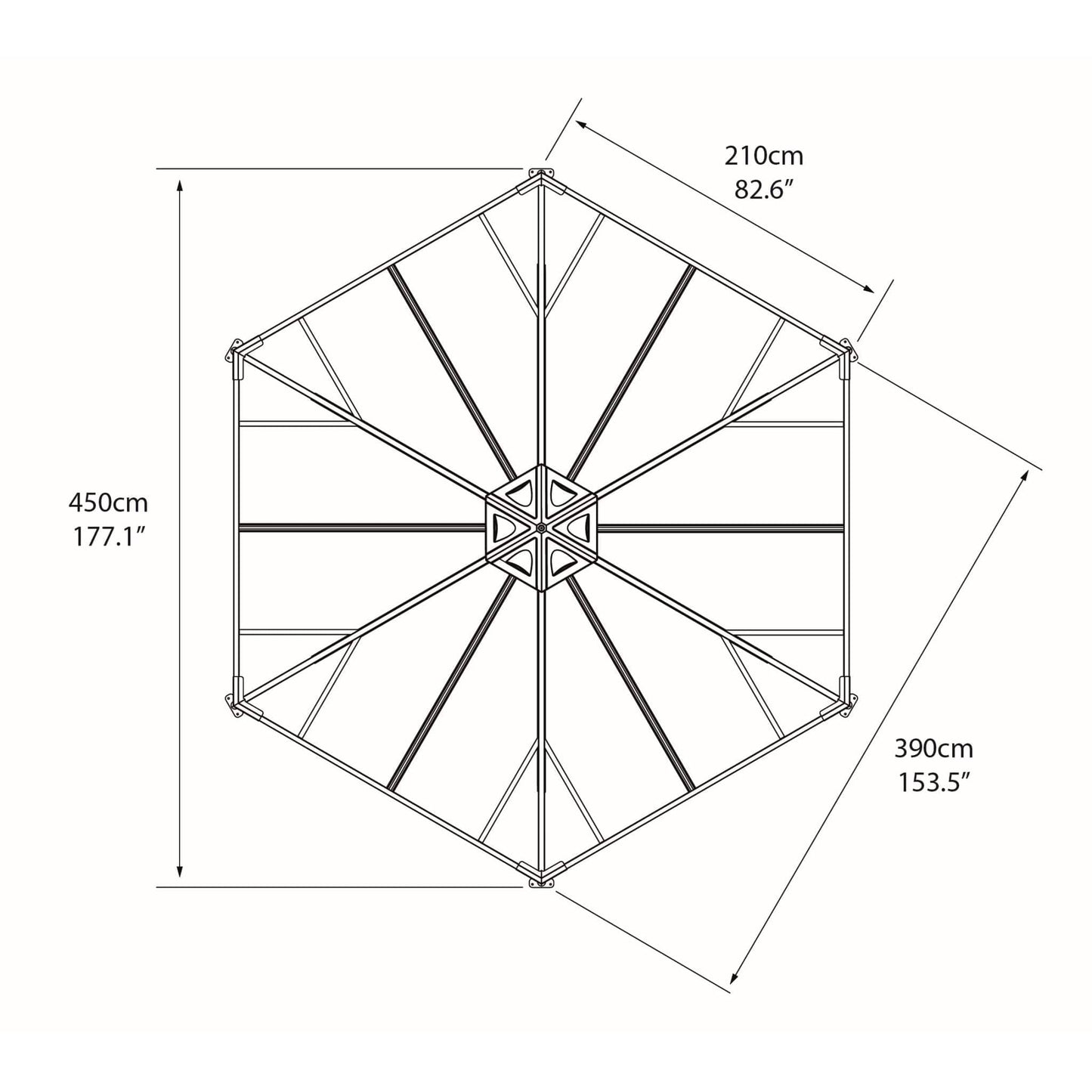 Palram - Canopia | Monaco Hexagon Garden Gazebo 13'X15' - HG9160