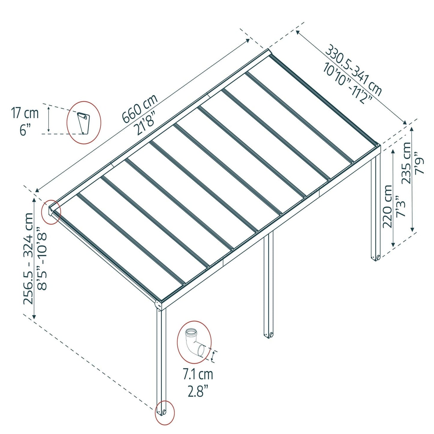 Palram - Canopia | Stockholm 11x22 ft Patio Cover - Gray/Clear - VHG9461