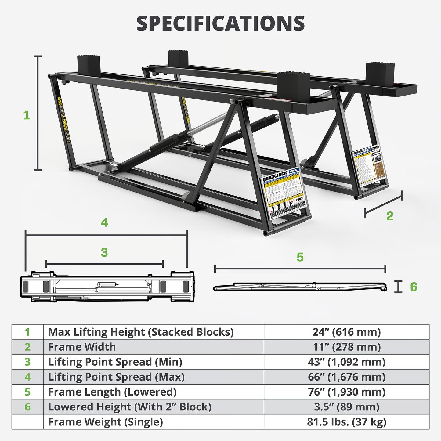6000TLX 6,000-lb. Portable Car Lift Extended Frame