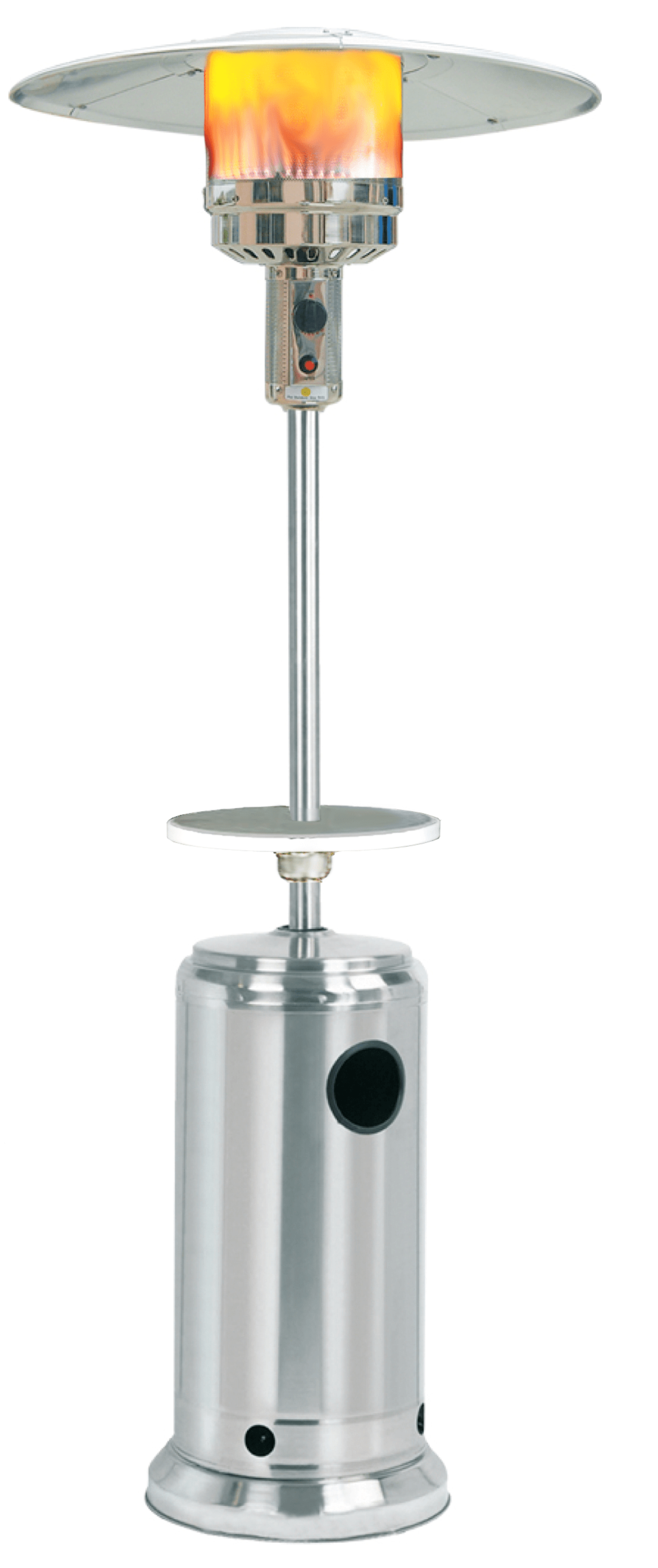 SUNHEAT Classic Umbrella Design Commercial Portable Propane Patio Heater with Drink Table - Stainless Steel - PHRDSS